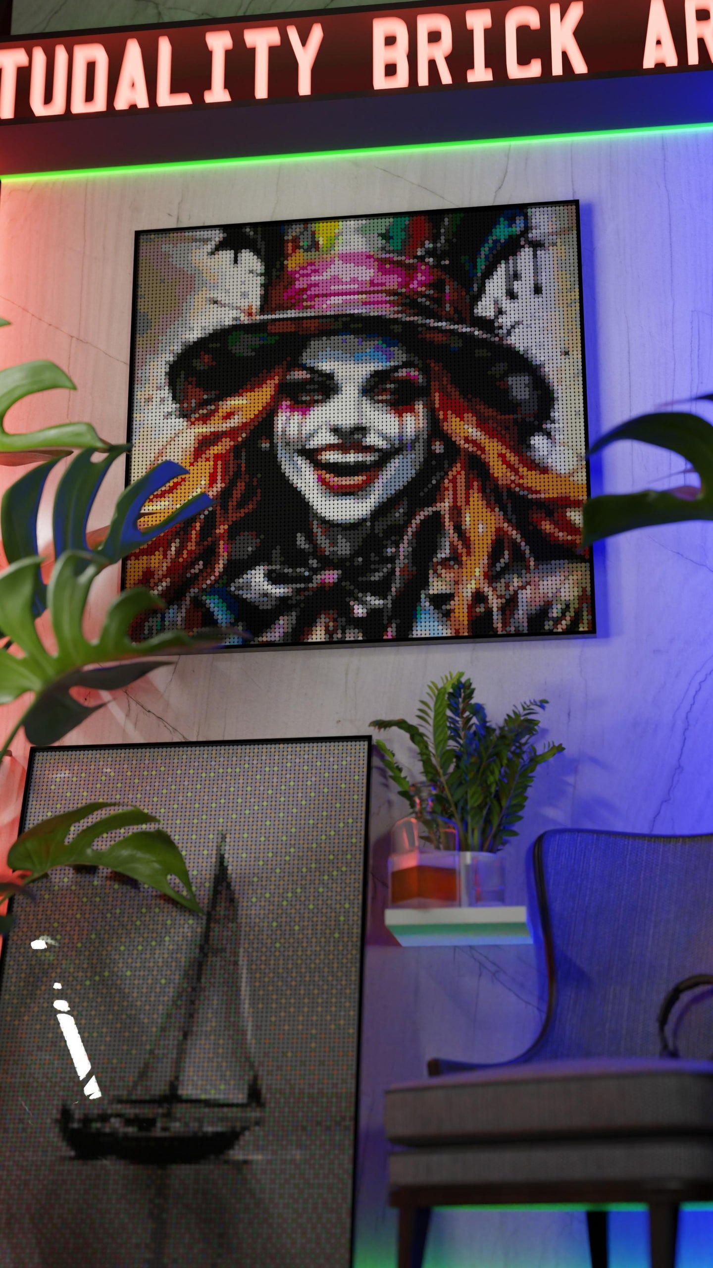 The Mad Hattress LEGO® Style mosaic pixel art design for display